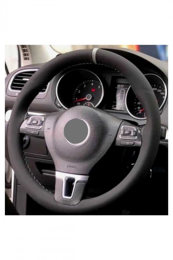 Opel Corsa D Alkantra Nubuk Dikmeli Direksiyon Kılıfı Gri Yüzüklü - Resim 2