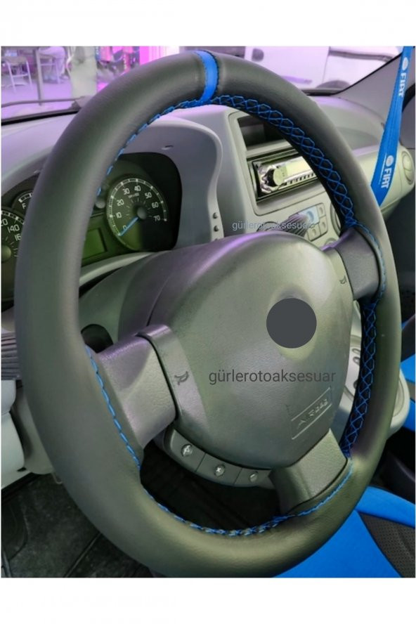 Tofaş Şahin Doğan Uyumlu Soft Mavi Yüzüklü Dikmeli Direksiyon Kılıf ürün görseli