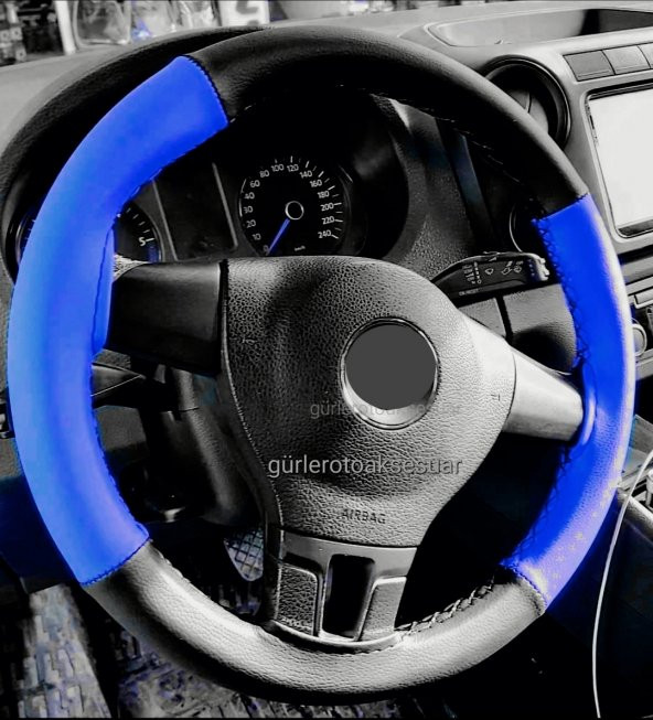 Renault Talısman Uyumlu Direksiyon Kılıfı İki Renkli Mavi Siyah 4prç - 1