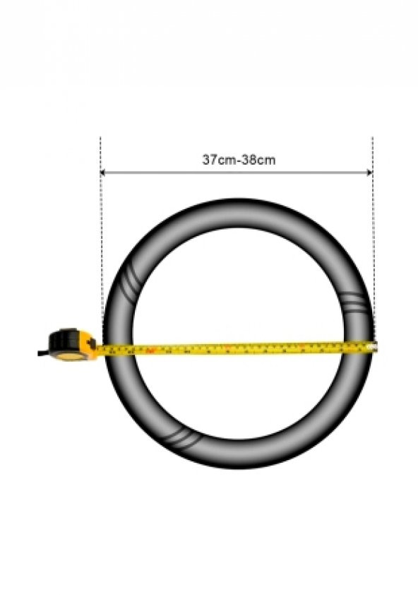 Dikmeli Deri Direksiyon Kılıfı Gri Yüzüklü Soft Esnek Kokusuz Standart 38cm - 3