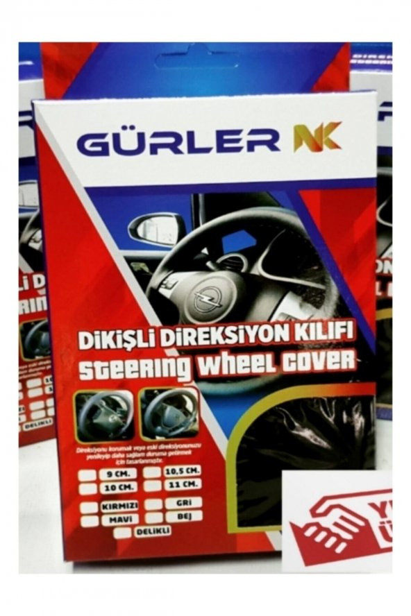 Opel Corsa D Dikmeli Direksiyon Kılıfı Iki Renkli Yüzüklü Kırmızı - 3