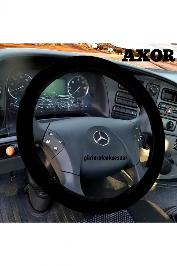 Universal Soft Kamyon Tır Dikmeli Deri Direksiyon Kılıfı Mavi Ipli 45×10.5cm - 2