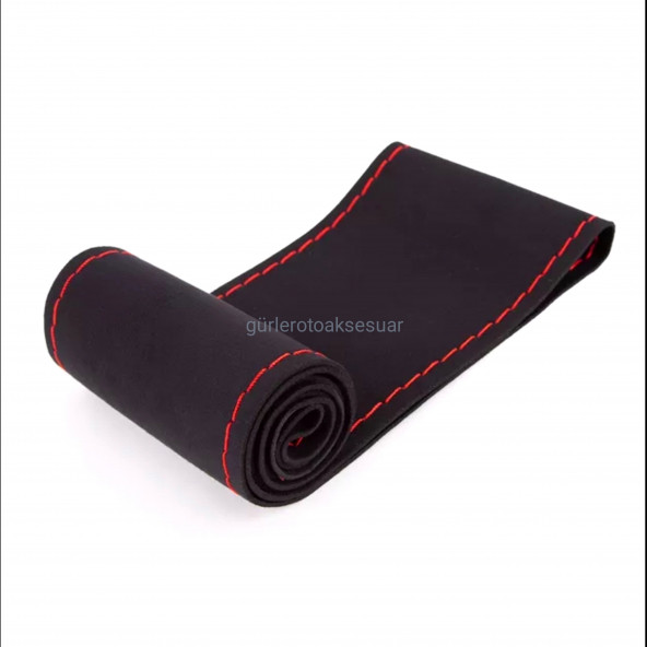 Universal Kamyon Tır Dikmeli Deri Direksiyon Kılıfı Nubuk Alkantra Siyah Ipli 45-10.5Cm - 3