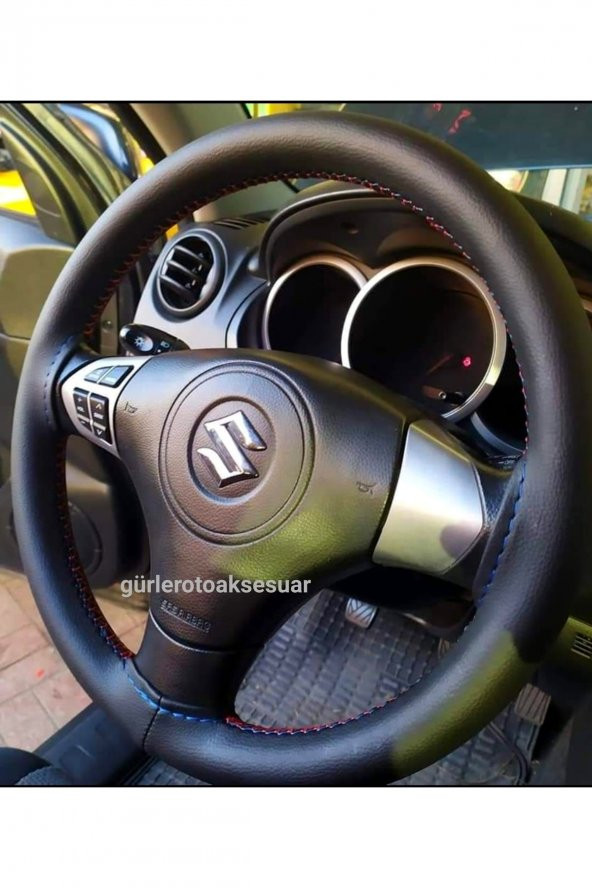 Suzuki Deri Dikmeli Direksiyon Kılıfı Soft Kırmızı Ipli 10.5cm - 1