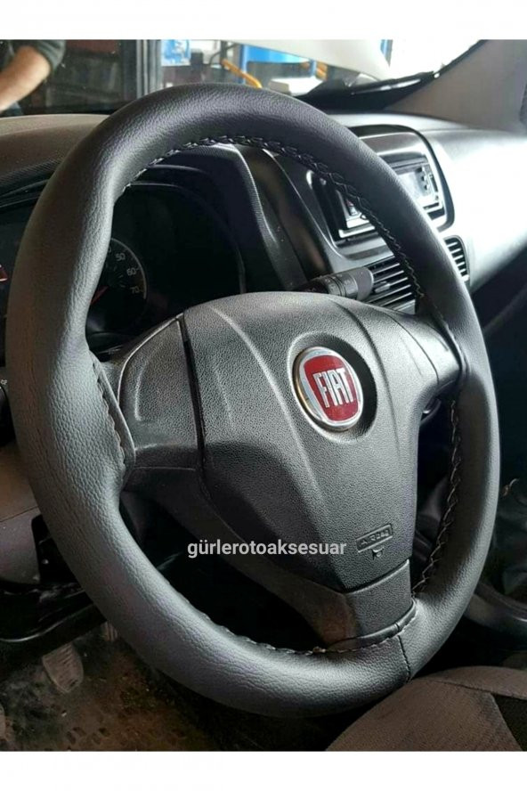 Fiat Fiorino Deri Dikmeli Direksiyon Kılıfı Soft Siyah Ipli 10.5cm A+ Plus ürün görseli 1