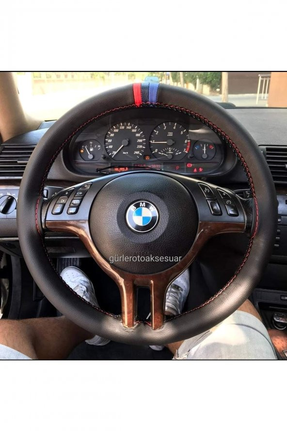 Bmw X6 M Uyumlu Logolu Oto Deri Dikmeli Direksiyon Kılıfı - 2