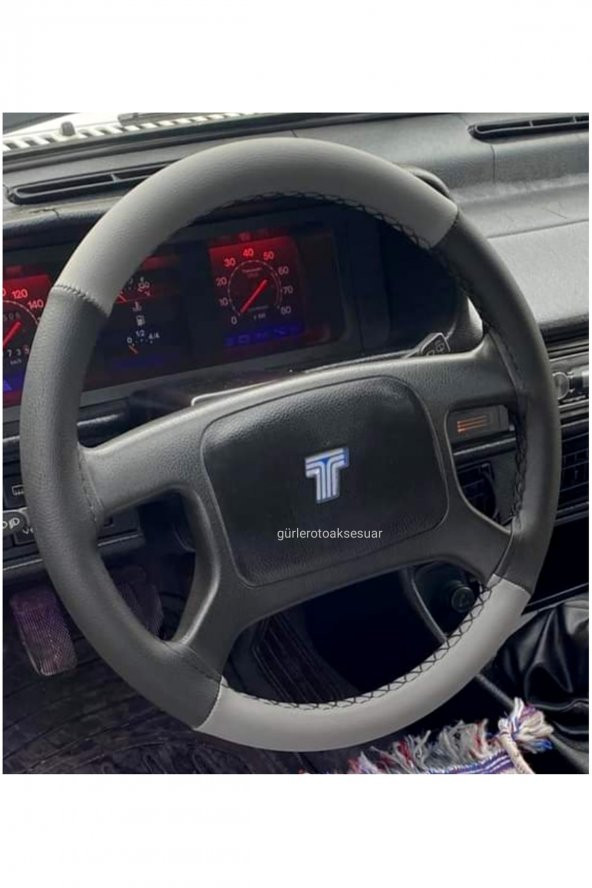 Tofaş Şahin Doğan Slx Uyumlu Iki Renkli Gri Siyah Deri Direksiyon Kılıfı 4.parçalı