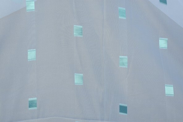 TERGAL YEŞİL KARELİ BEYAZ RENK TEK KANAT Hazır Dikilmiş Pileli Fon Perde 300*260 Cm - Resim 4