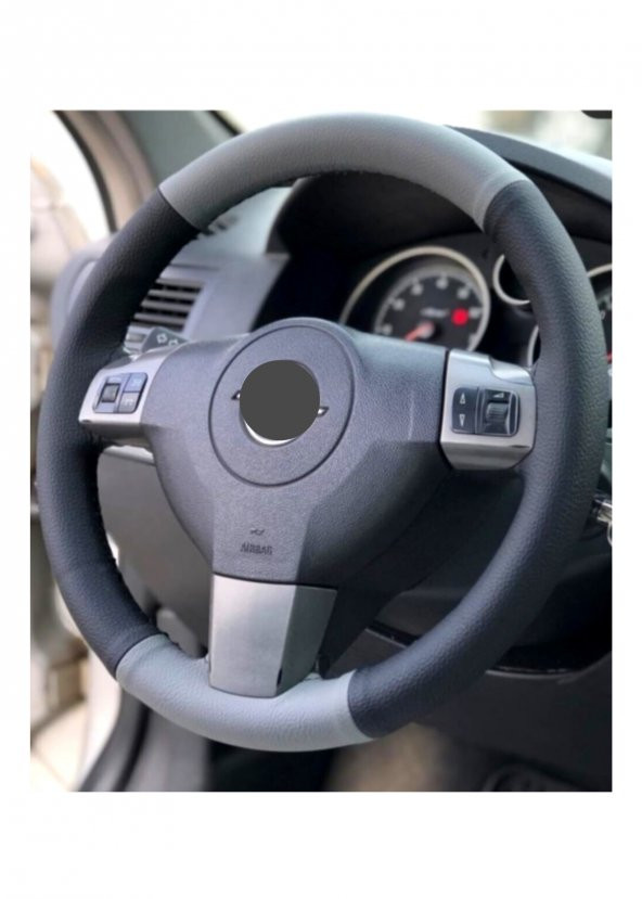 Opel Vectra B Kasa İki Renkli Dikmeli Direksiyon Kılıfı GRİ-SİYAH