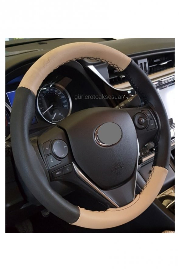Toyota Hilux Dikmeli Bej Siyah Deri Direksiyon Kılıfı(4prc) ürün görseli 1