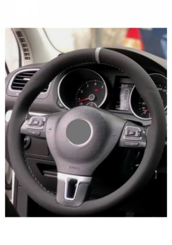 Alkantra Gri Yüzük Dikmeli direksiyon kılıfı A+ Plus ürün görseli