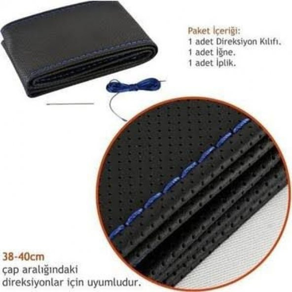 Citreön C Elysee Dikmeli Direksiyon Kılıfı Noktalı Mavi İpli 11CM - Resim 2