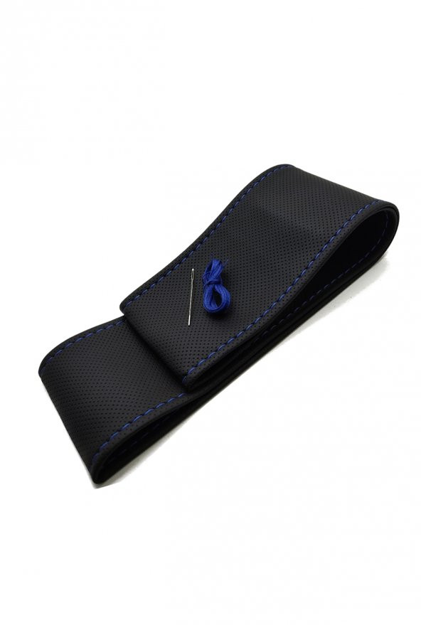 Toyota Corolla Uyumlu Direksiyon Kılıfı Dikmeli Delikli Mavi İpli 1993-1998 (10cm) - 2