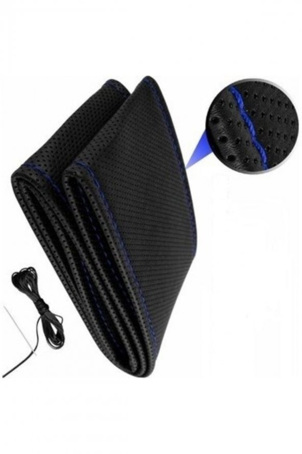 Fııat Doblo 2010 Ve Sonrası Uyumlu Dikmeli Direksiyon Kılıfı Noktalı Mavi Ipli 11cm - 1