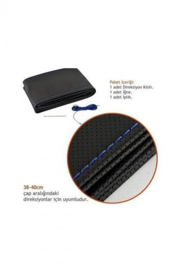 Fııat Doblo 2010 Ve Sonrası Uyumlu Dikmeli Direksiyon Kılıfı Noktalı Mavi Ipli 11cm - 2