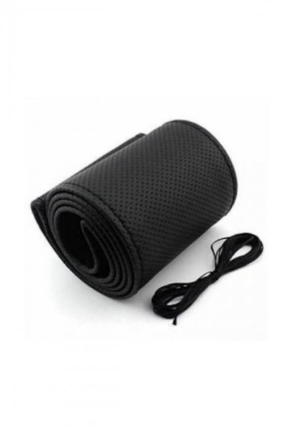 Universal Direksiyon Kılıfı Dikmeli Delikli Desen Siyah Ipli - 4