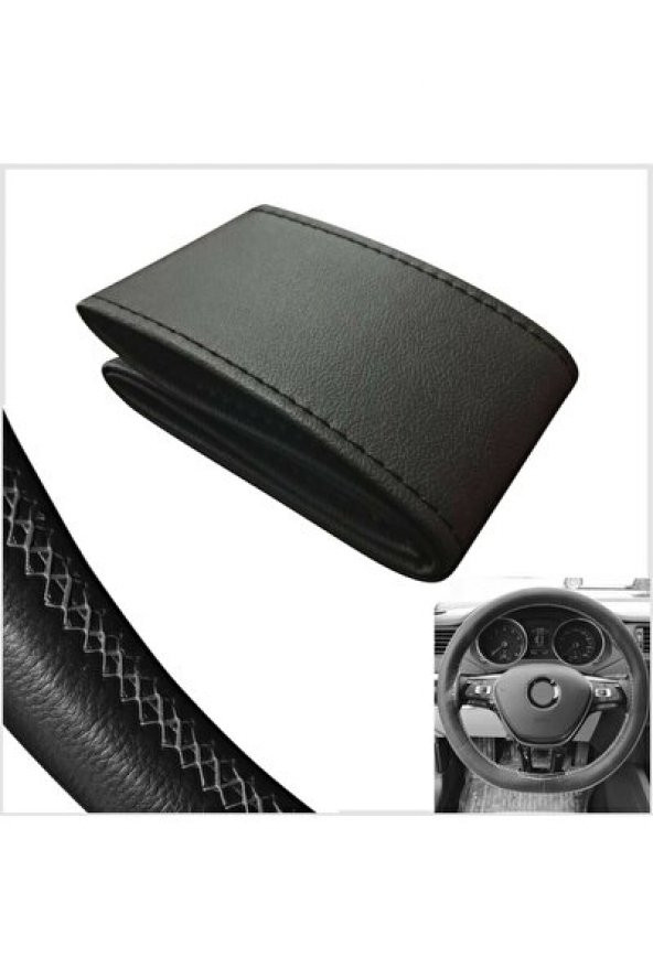 Universal kamyon-tır-otobüs dikmeli direksiyon kılıfı soft siyah ipli 45-10.5 CM - 2