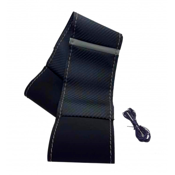 Universal Alkantra & Karbon Dikmeli Direksiyon Kılıfı Nubuk Gri Yüzüklü-gri Ipli - 2