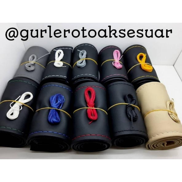 Universal Dikmeli Direksiyon Kılıfı Soft Kırmızı Ipli - 4