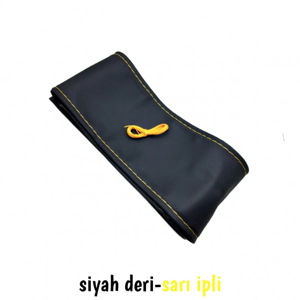 Universal Direksiyon Kılıfı Dikmeli Esnek Kokusuz Sarı İpli - 2