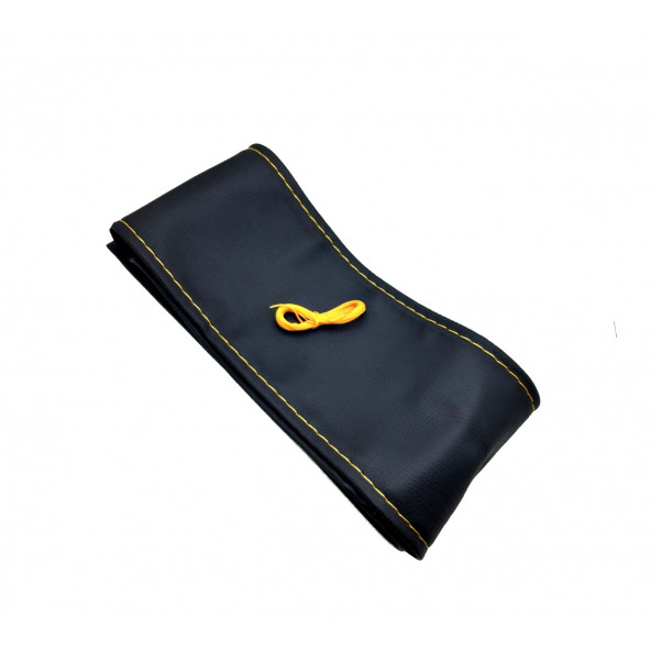 Universal Direksiyon Kılıfı Dikmeli Esnek Kokusuz Sarı İpli - 3