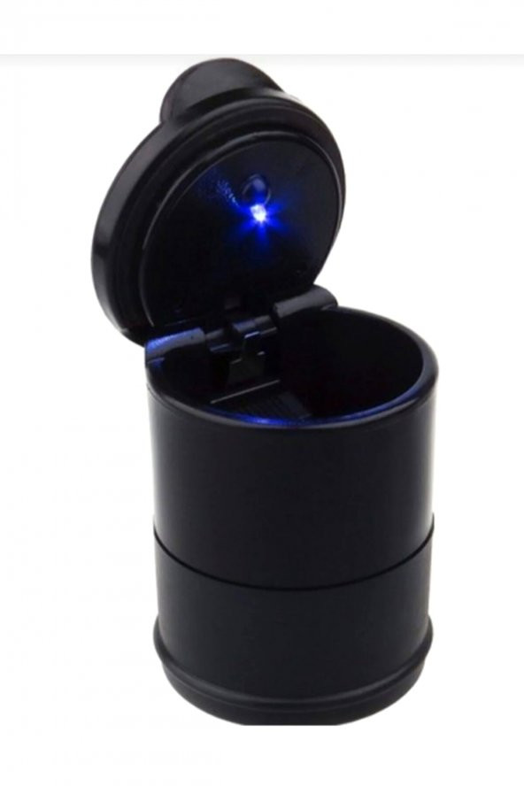 Universal Kül Tablası Kapaklı Led Işıklı Kokusuz Küllük Siyah - 2