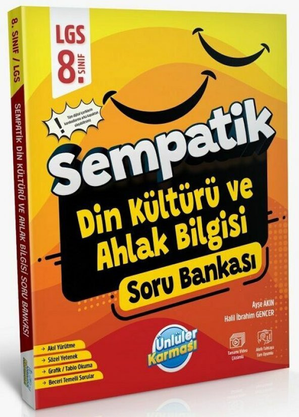 Ünlüler 8. Sınıf LGS Din Kültürü ve Ahlak Bilgisi Sempatik Soru Bankası Ünlüler Yayınları ürün görseli 1