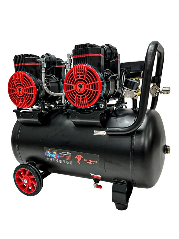 Catpower 50 Litre 4 Pistonlu Sessiz Hava Kompresörü 4Hp Bakır Sargı Motor 8 Bar