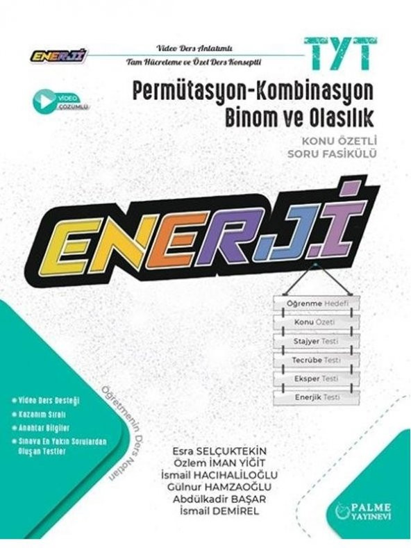 PALME YKS TYT ENERJİ  PERMÜTASYON KOMBİNASYON BİNOM VE OLASILIK KONU ÖZETLİ SORU FASİKÜLÜ