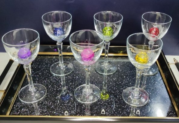 6Lı Hudson 6 Renkli Kadeh Seti Özel Üretim Yeni Tasarım Kahve Ya - 2