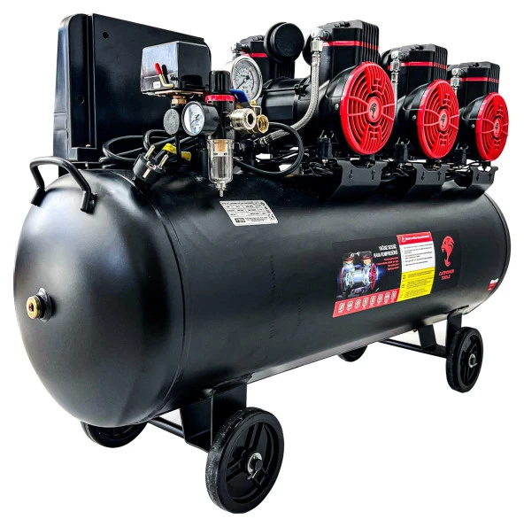 Catpower 100 Litre 6 Pistonlu Sessiz Yağsız Hava Kompresörü 6 Hp Bakır Sargı Motor 8 Bar