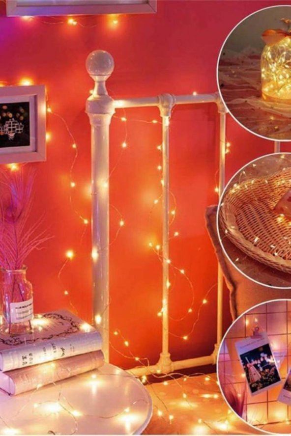 Peri Led Işık 10 Metre 3 ANİMASYONLU Pilli Sarı (Gün Işığı) - 4