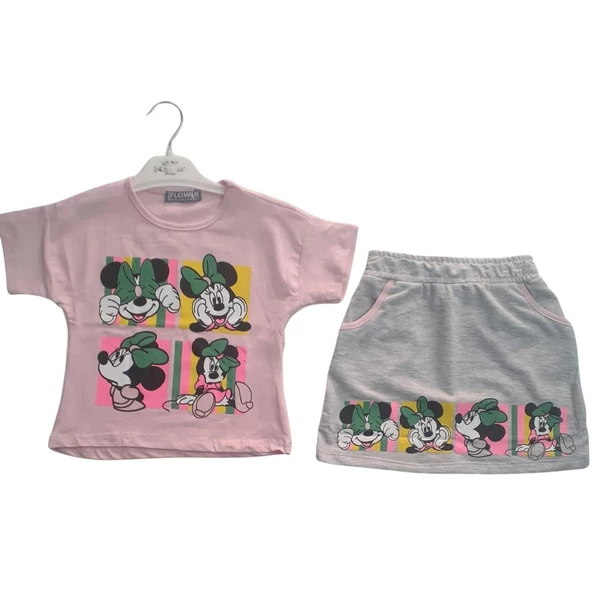 FLOWER MİNİE KARE BASKILI KIZ ÇOCUK TAKIM