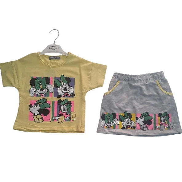 FLOWER MİNİE KARE BASKILI KIZ ÇOCUK TAKIM - 3