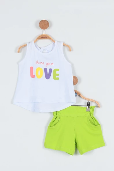 NAZAR LOVE BASKILI ŞORTLU KIZ ÇOCUK TAKIM - Resim 2