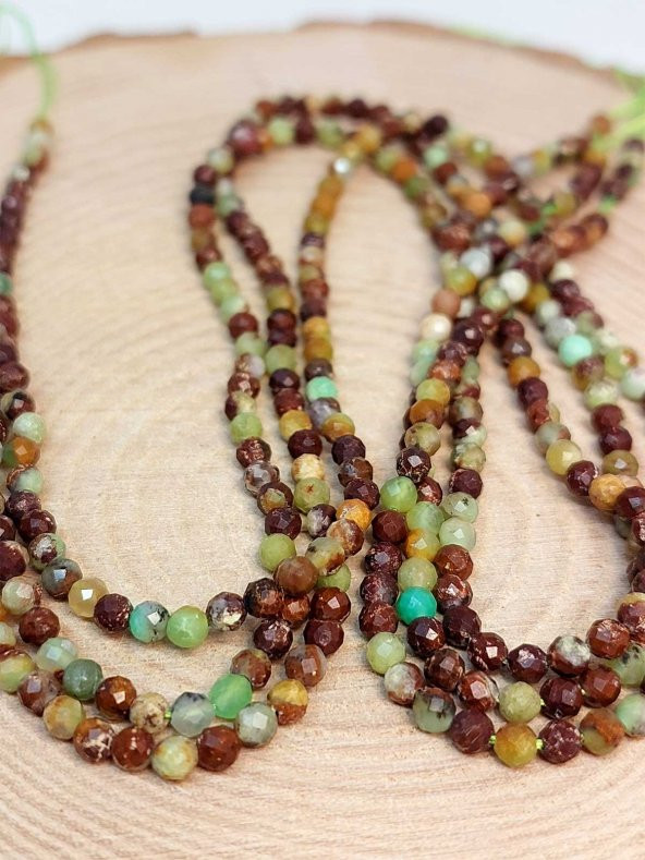 Krizopras Taşı 3mm 1000 Ayar Gümüş İpli Kolye (Sabit Klipsli) - Resim 8