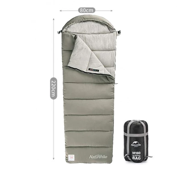 Naturehike M180 Pongee Pamuklu Uyku Tulumu -8°C Yeşil Right