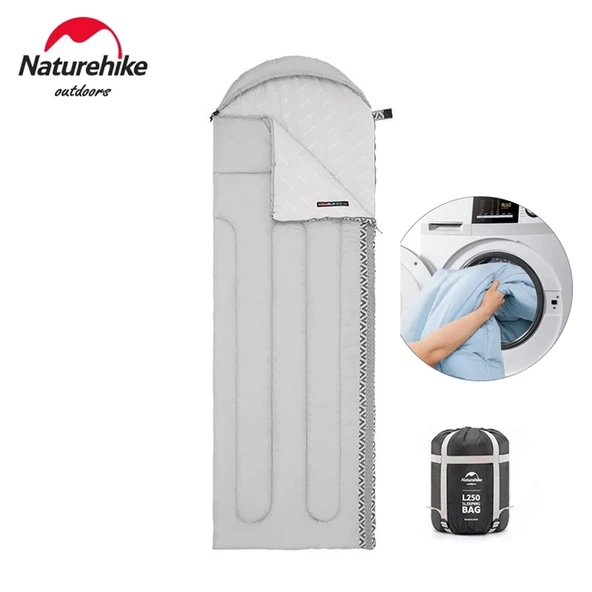 Naturehike L250 Zarf Tarzı Kapüşonlu Uyku Tulumu -10°C  Gri Right - 5
