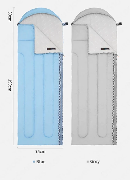 Naturehike L250 Zarf Tarzı Kapüşonlu Uyku Tulumu -10°C  Mavi Right - Resim 4