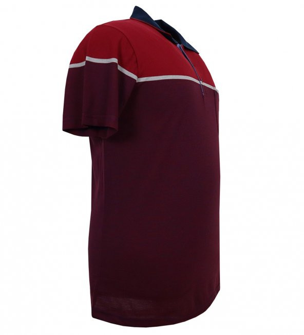 Büyük Beden Erkek Tişört Polo Yaka Pike Bordo Cepli - 2