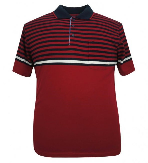 Büyük Beden Erkek Tişört Polo Yaka Pike Bordo Cepli