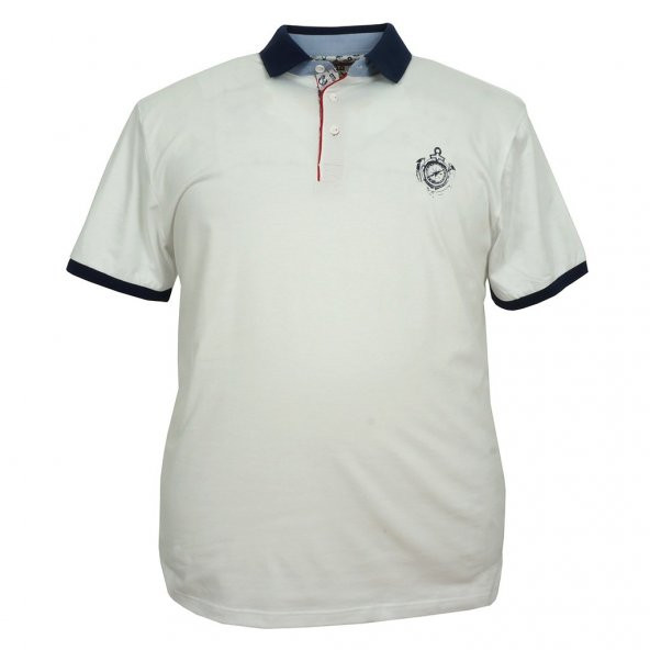 Büyük Beden Erkek Polo Tişört Likralı Pike Beyaz