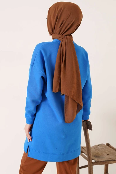 Arma Detaylı Üç İplik Tunik İndigo - Resim 3