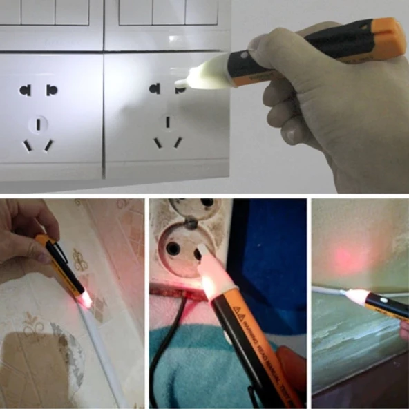 Elektrik Kaçak Dijital Kontrol Kalemi Cihazı -Dedektörlü Temassız Işıklı Kablo Voltaj Test - 3
