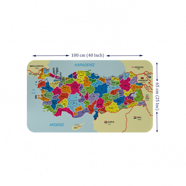 Eğitici ve Öğretici Detaylı Dekoratif Komşulu Türkiye Haritası Duvar Sticker - 2