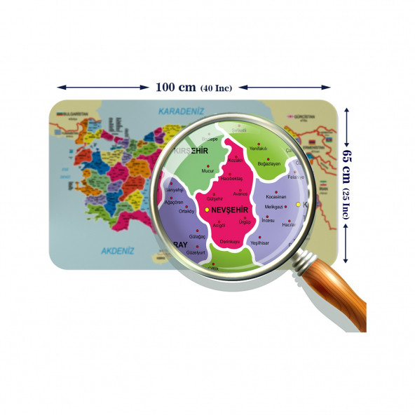 Eğitici ve Öğretici Detaylı Dekoratif Komşulu Türkiye Haritası Duvar Sticker - 3