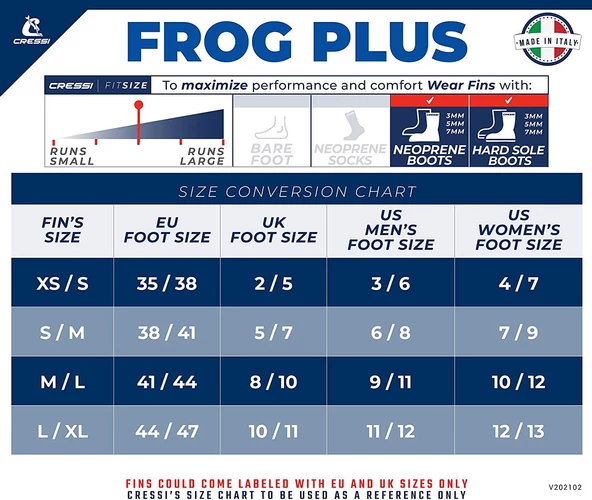 Cressi Frog Plus Dalış Paleti  BLACK-WHITE NO:44-47 - 6