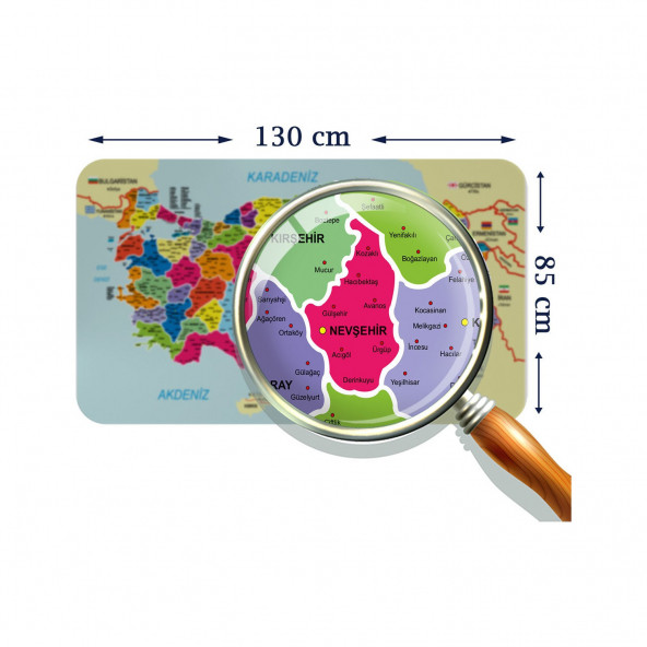 Eğitici ve Öğretici Detaylı Dekoratif Komşulu Türkiye Haritası Duvar Sticker 135 x 80 cm - 4