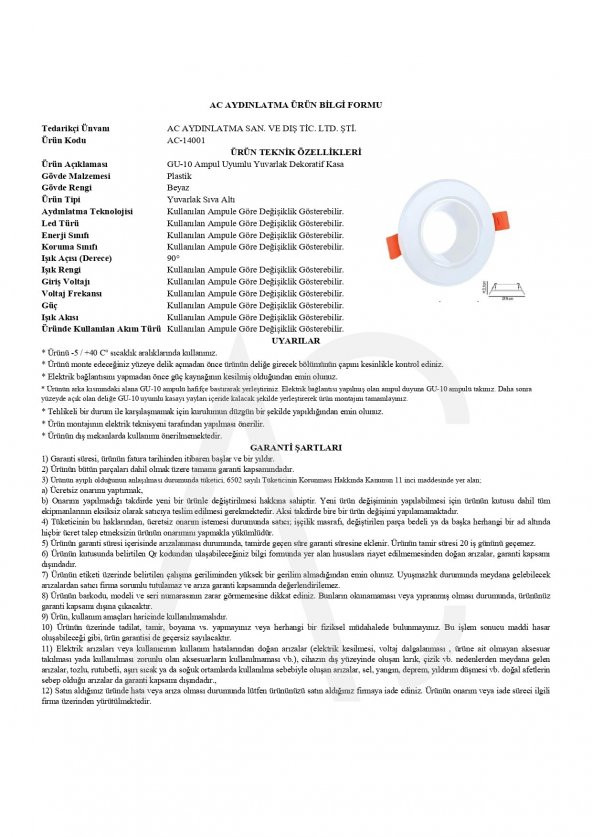 Gu10 Dekoratif Yuvarlak Plastik Kasa Beyaz 2 Adet - 2