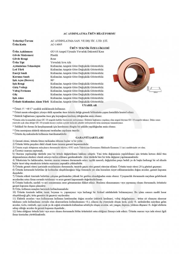 Gu10 Dekoratif Yuvarlak Plastik Kasa Rose 2 Adet - 2